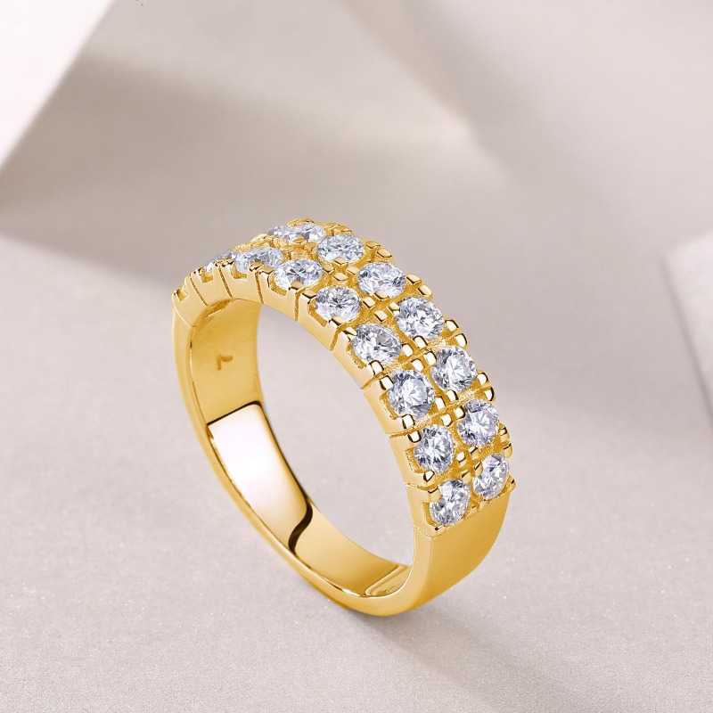 Men's Luxury Bling Moissanite Hip Hop Ring, Stylish Finger Ornament